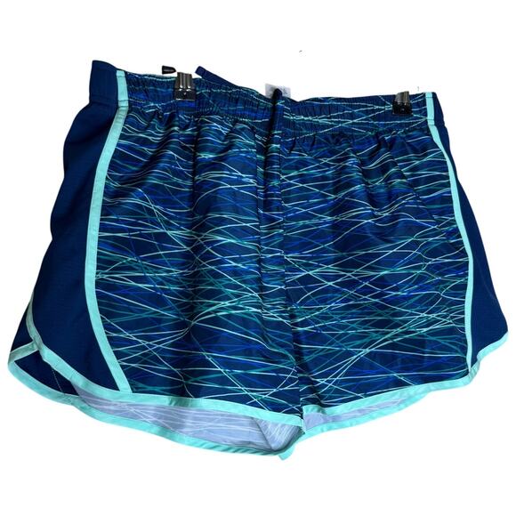 Athletic Works Women’s Running Shorts Size L 12-14 Blue Green Lined Activewear - Picture 1 of 10